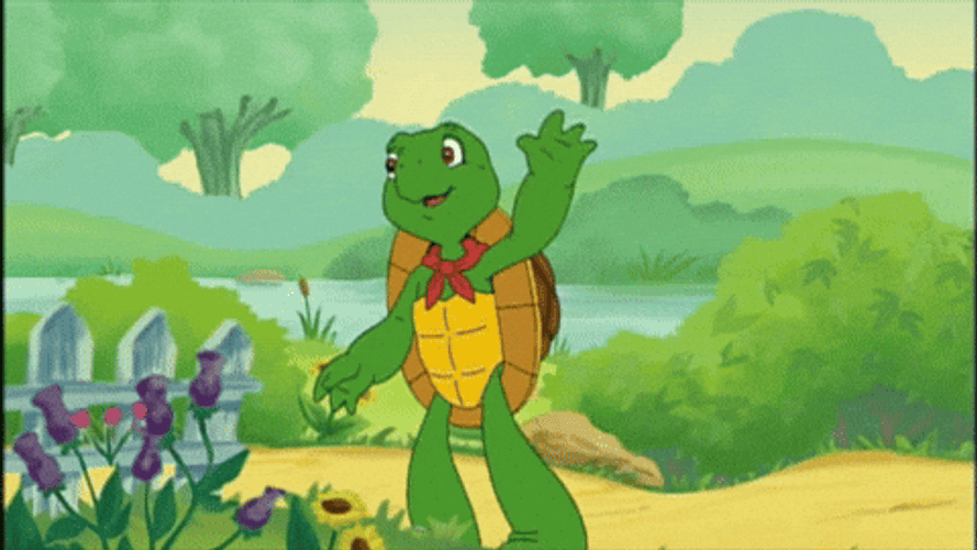 Franklin The Turtle Wave Hello To His Friends GIF