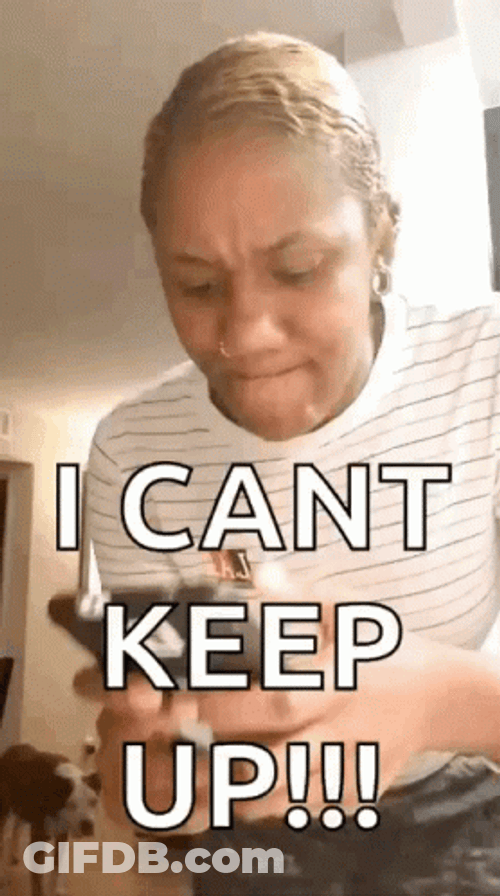 Frantic Lady Texting Can't Keep Up GIF