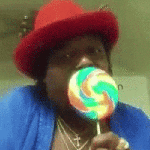 Freaky Chubby Man Licking Candy GIF