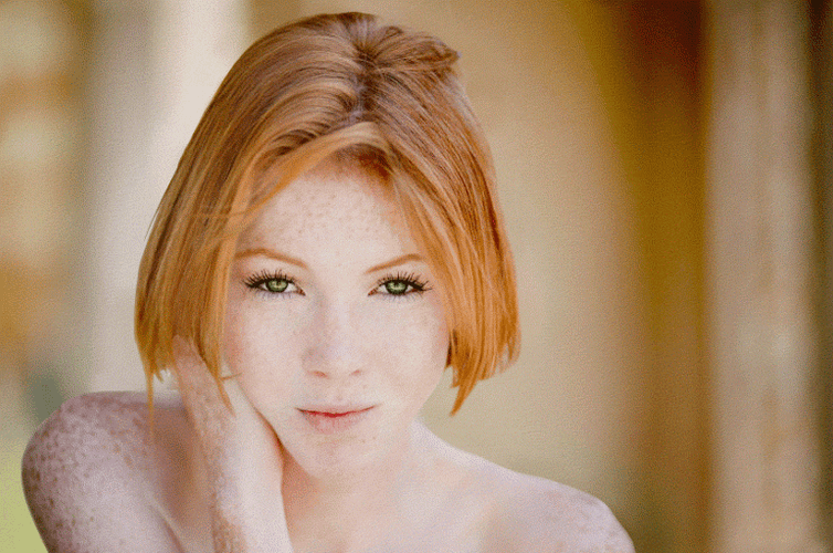 Freckled Lady Innocent Look GIF
