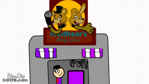 Fredbear's Family Diner Cartoon With Man GIF