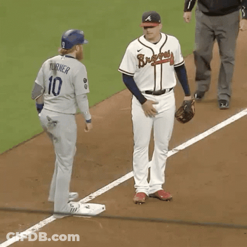 Freddie Freeman And Justin Turner Standing On Base GIF