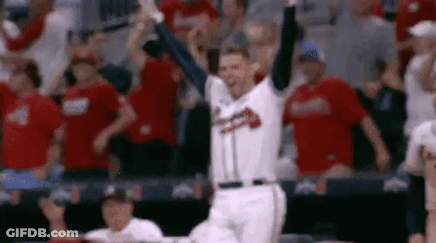 Freddie Freeman Cheering With The Crowd GIF