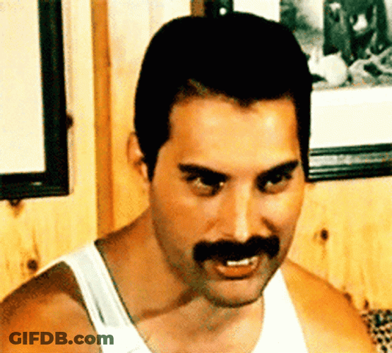 Freddie Mercury Coy Laugh GIF