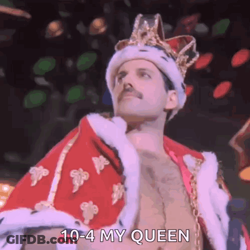 Freddie Mercury Is Wearing A King 'S Costume And A Crown . GIF