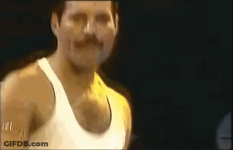 Freddie Mercury Pumped Up Performance GIF