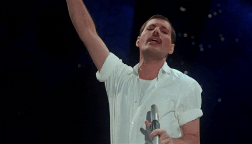 Freddie Mercury Singing His Album GIF
