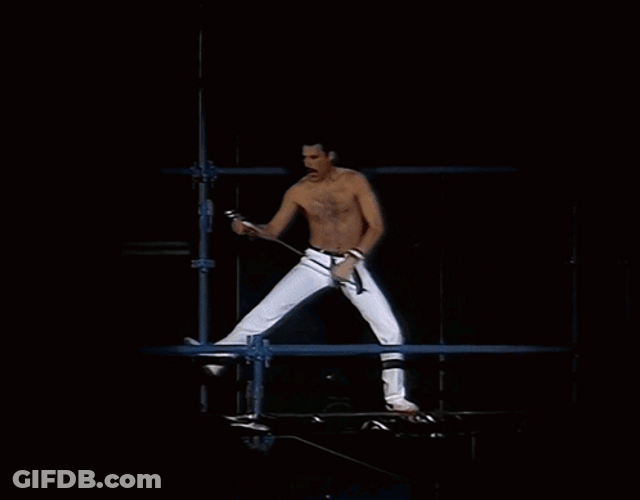 Freddie Mercury Topless Amped Up Dance GIF