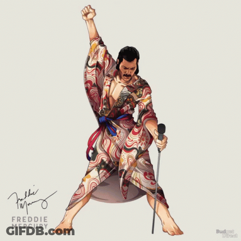 Freddie Mercury Wearing Crown And Cape GIF