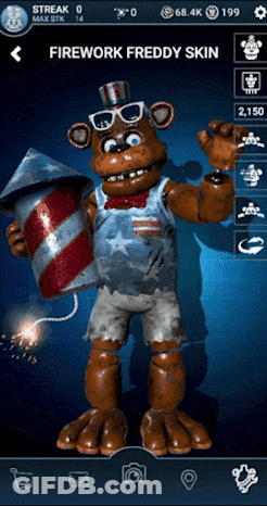 Freddy Bear Holding Firework GIF