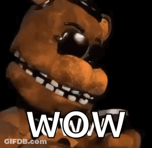 Freddy Fazbear From Five Nights At Freddy 'S Is Holding A Cup In His Hand And Says Wow . GIF