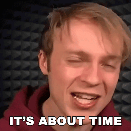 Frederick Pye Saying It's About Time GIF