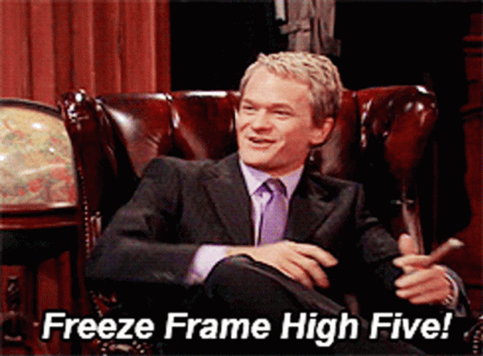Freeze Frame Team High Five GIF