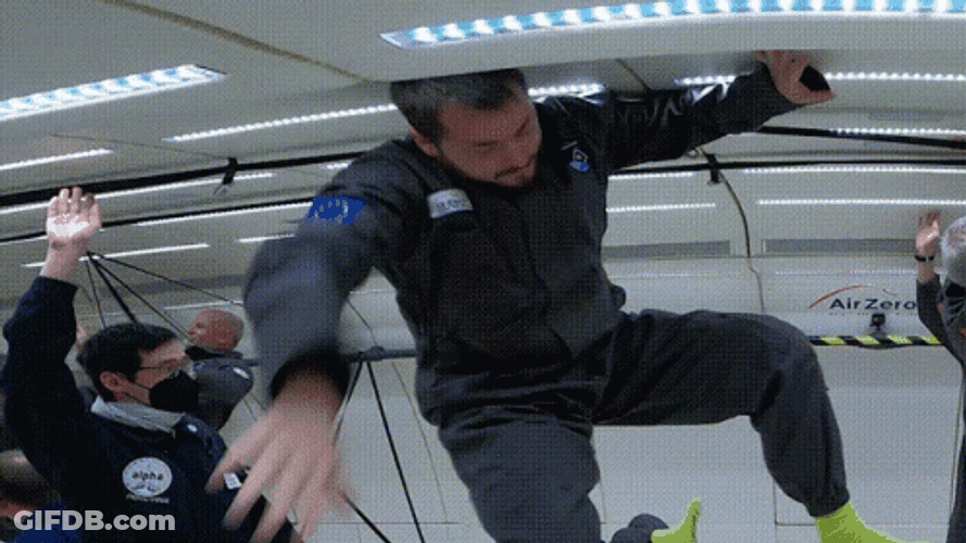 French Astronaut Floating Zero Gravity GIF