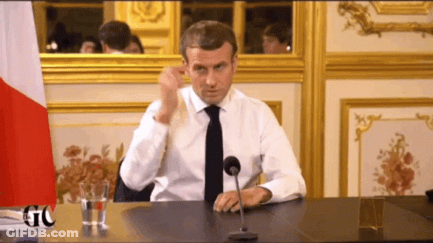 French President Emmanuel Macron Knocking Own Head GIF