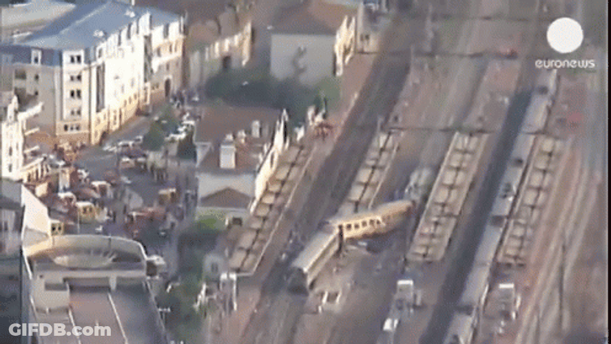French Rail Train Crash Footage GIF