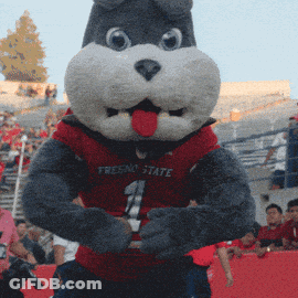 Fresno State Mascot Standing In Front Of Crowd GIF