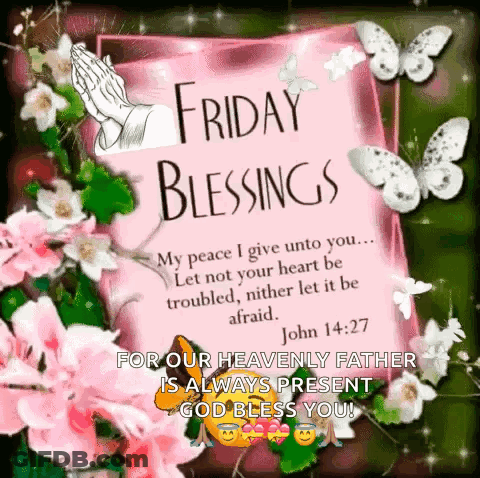 Friday Blessings Card With Flowers And Bible Verse GIF