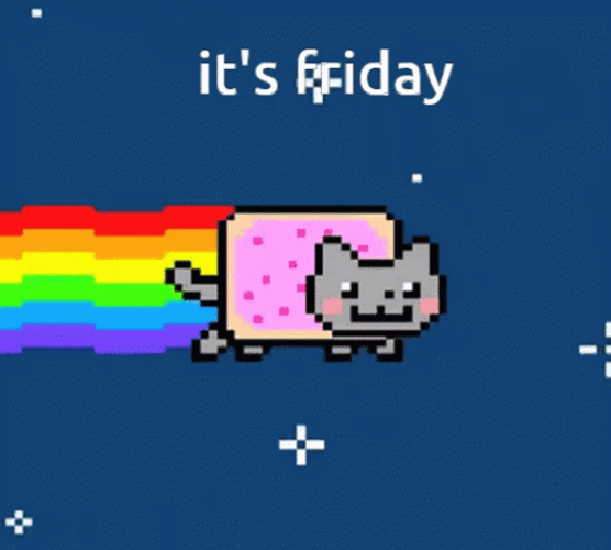 Friday Cat Rainbow Tail GIF