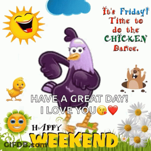Friday Chicken Dance Happy Weekend GIF