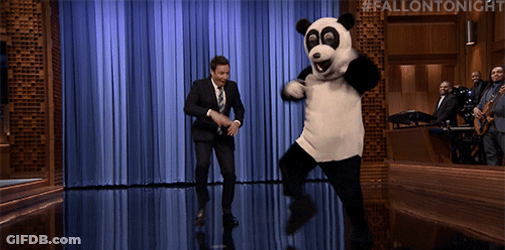 Friday Dance Jimmy Fallon Panda Mascot GIF