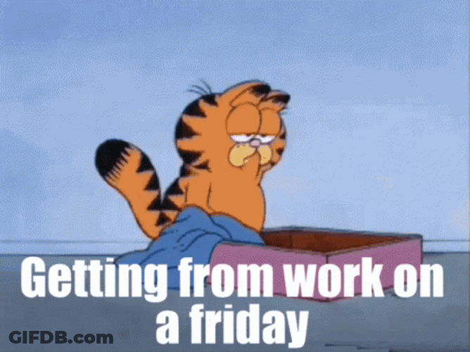 Friday Work Meme Cartoon Garfield Lying Down GIF