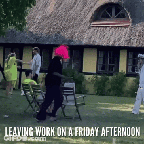 Friday Work Meme Running Man Wearing Pink Wig GIF