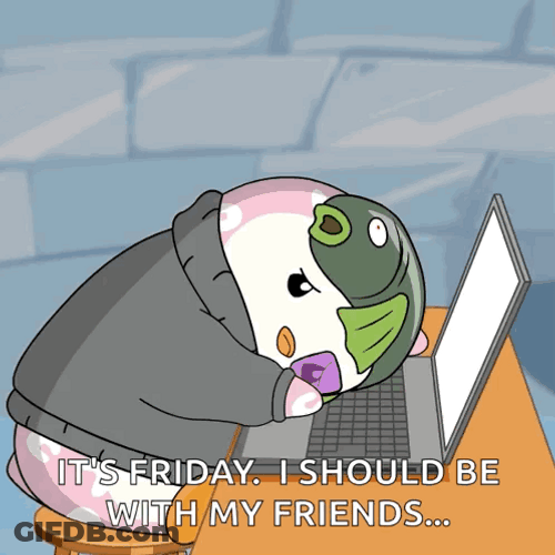 Friday Work Meme Tired Pudgy Penguin GIF