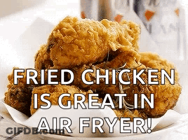 Fried Chicken Is Great In An Air Fryer And Is On A White Plate . GIF
