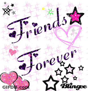 Friends Forever Graphic With Pink Hearts And Stars GIF