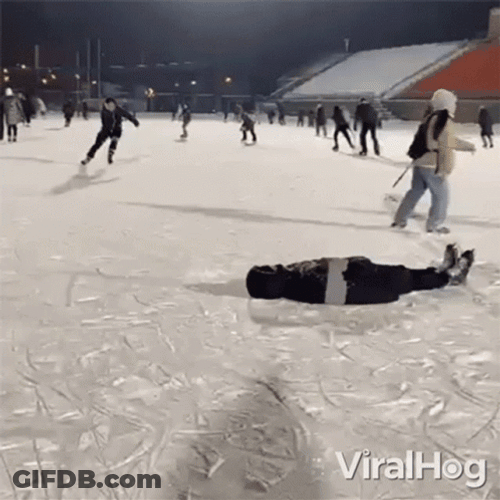Friends Ice Skating Trying Tricks GIF