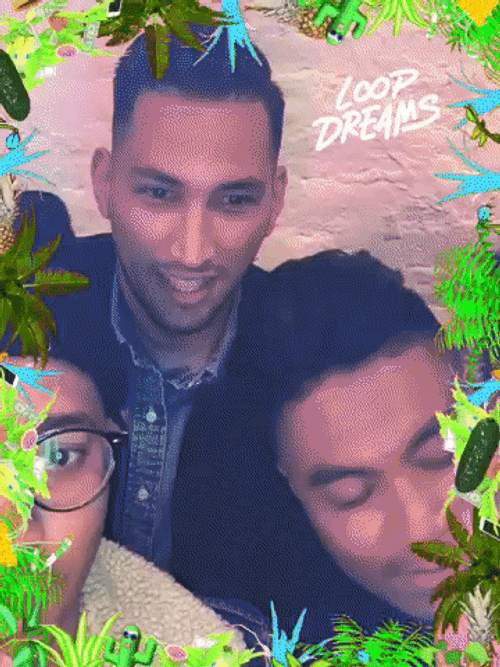 Friends In Green Floral Border GIF
