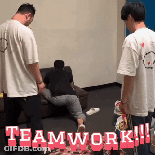 Friends In Team Work Kicking Butt GIF