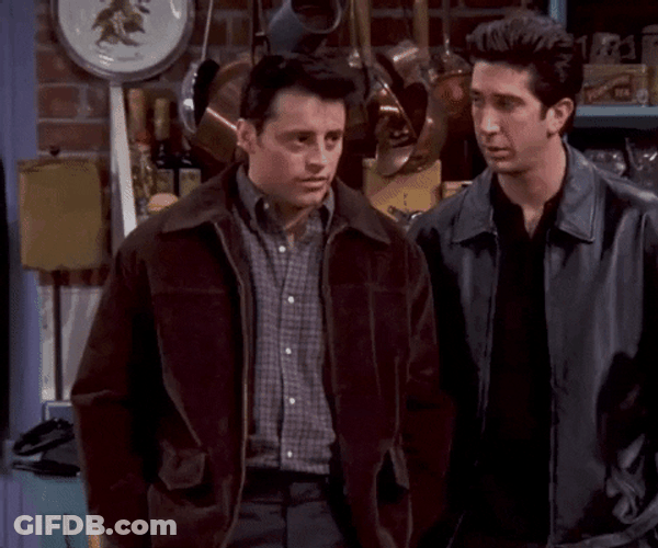 Friends Joey And Ross Happy Then Sad Mood GIF