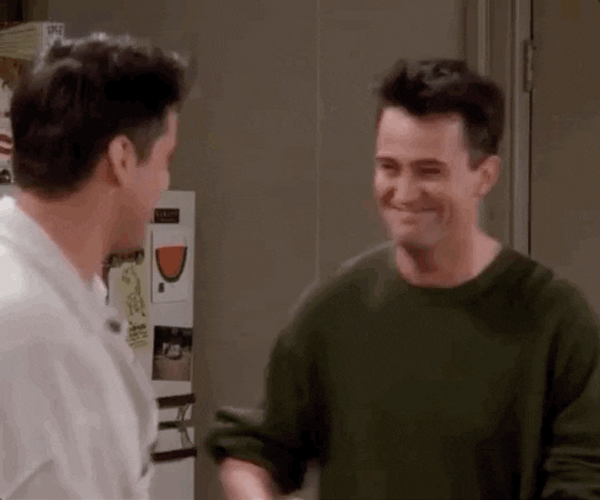 Friends Matthew Perry Hugging Joey Tribbiani GIF