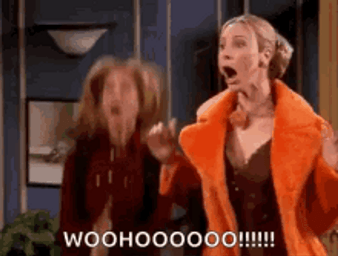 Friends Rachel Phoebe Woohoo GIF