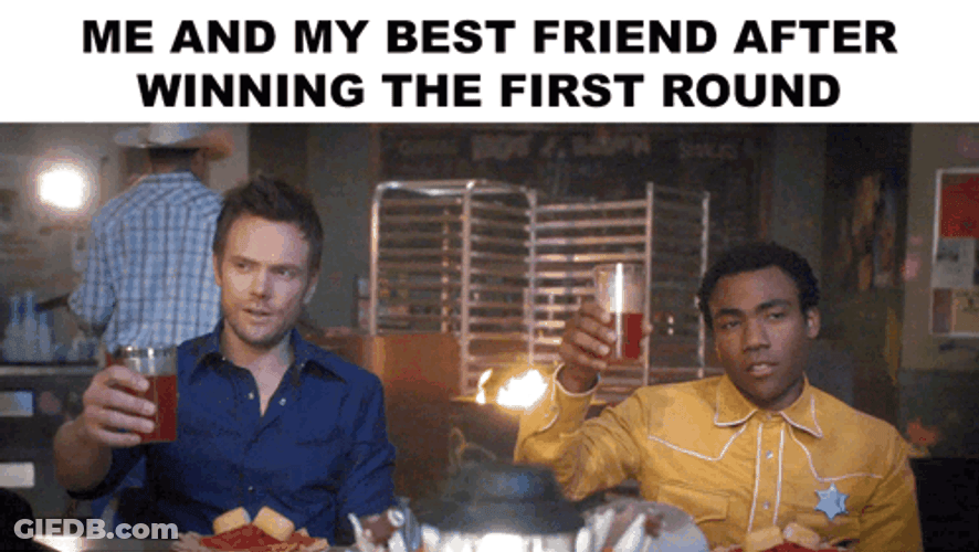 Friends Raise A Toast Because They Play Like A Champion GIF