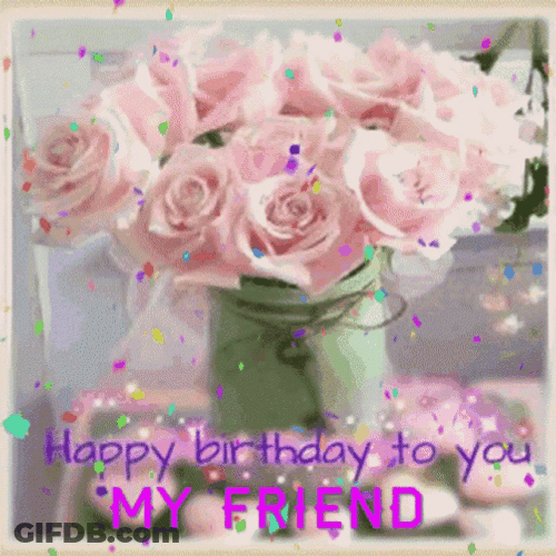 Friends Sweet Birthday Text Confetti GIF