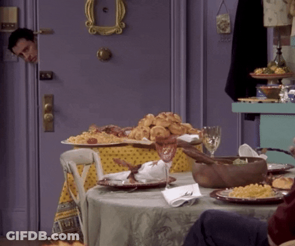 Friends Thanksgiving Door Peeking GIF