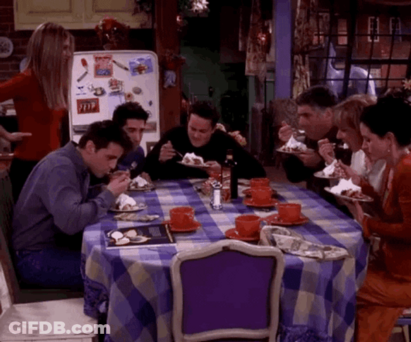 Friends Thanksgiving Episode Eating Together GIF