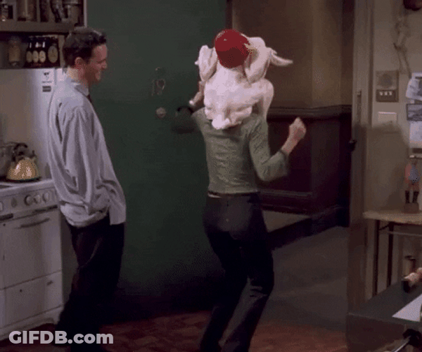 Friends Thanksgiving Monica Turkey Head Dance GIF