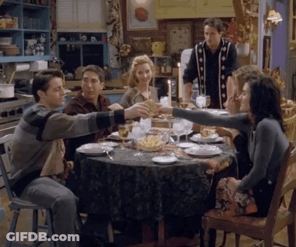 Friends Thanksgiving Splitting Wish Bone GIF