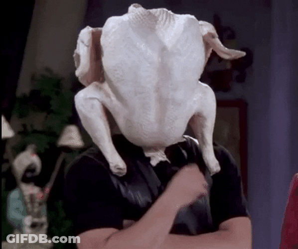 Friends Thanksgiving Turkey Head Thinking GIF