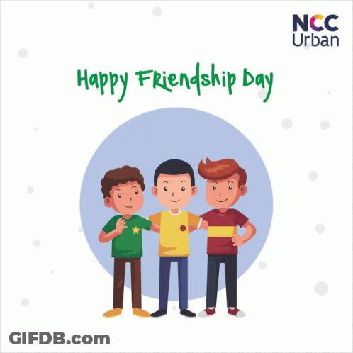 Friendship Day Poster With Three Boys Hugging GIF