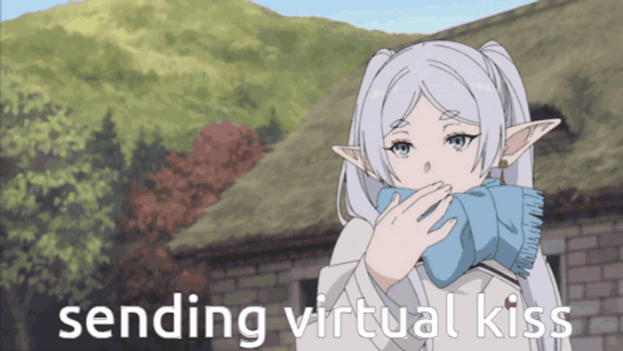 Frieren Sending Virtual Kiss Heart GIF