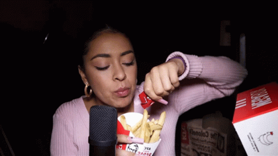 Fries With Ketchup Mukbang GIF