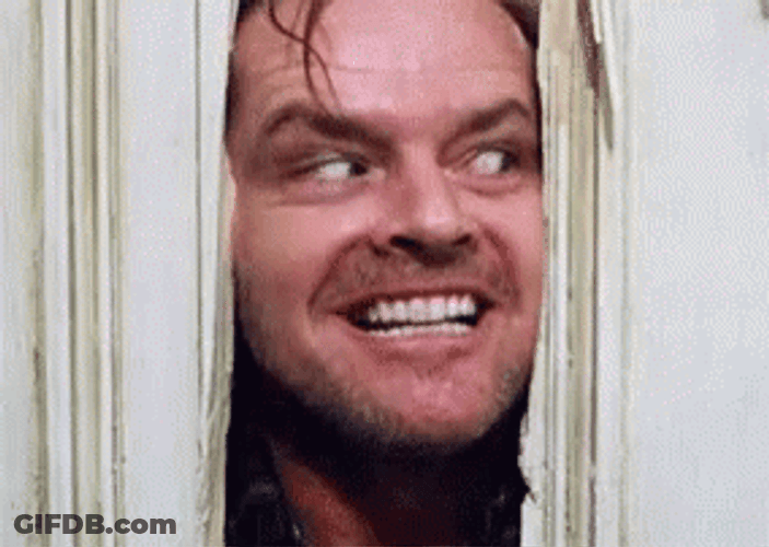 Frightening Jack Nicholson Nodding Peeking GIF