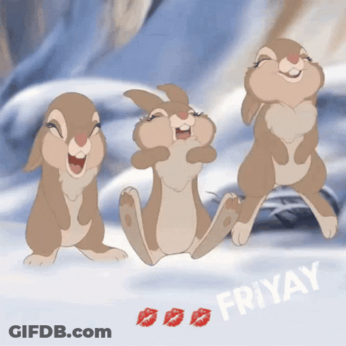 Friyay Feels Happy Jumping Animated Bunny GIF