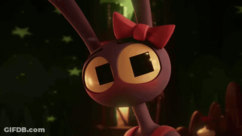Frog And Rabbit Standing In Dark Room GIF
