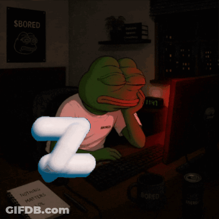 Frog At Desk With $ Bored Sign GIF